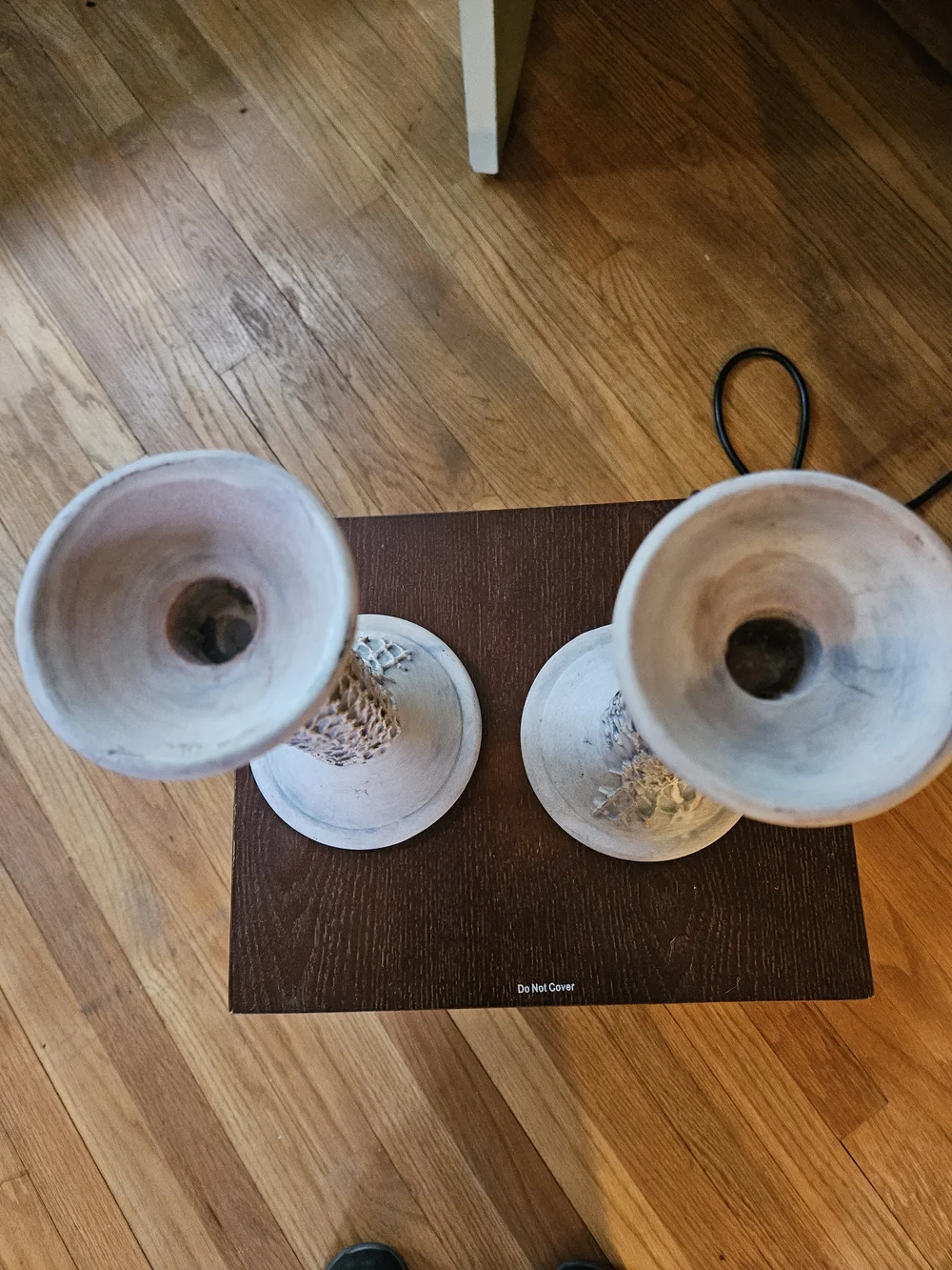 Portugal Pottery Candle Holders Set‎ Rustic Clay Textured Pair